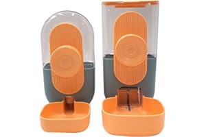 MEIJEEGU Hängekäfig Automatischer Feeder Futterautomat Kleine & Mittlere Haustiere Futter & Tränkesatz, Futterautomat und Wasserspender für Hunde Katzen Haustiere Tiere (Orange)