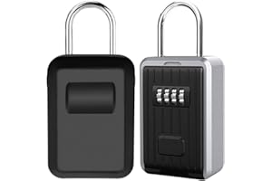 TEUEN Cassetta Sicurezza Chiavi Grande Capacità Cassaforte Chiavi Esterno con Combinazione a 4 Cifre e Lucchetto, Cassetta per Chiavi Muro [Versione Aggiornata] (Nero)