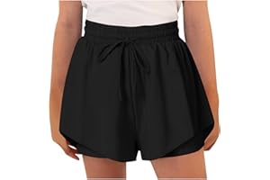 duxyoz Flowy Athletic Shorts for Girls Butterfly Shorts for Kids Teens Preppy Tennis Running Athletic Short with Liner 2-in-1 Double Layer Quick-Drying Comfy Short Pants Summer Clothes 6-15 Years