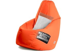 Avalon - Pouf Poltrona Sacco Grande L Jive, Puffo per Sedersi Ergonomico, Pouf a Sacco in Tessuto Antistrappo e Impermeabile, Comoda Poltrona a Sacco Moderna, Made in Italy(80x80x125cm-Arancio)