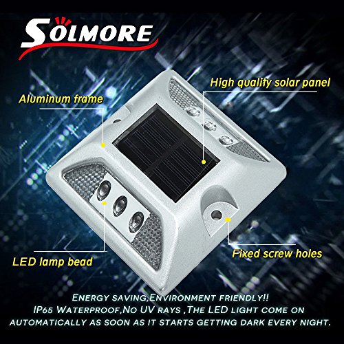 SOLMORE Magnetron Solar Aluminum Panel Solarleuchten Bodenstrahler Solarleuchte Gartenleuchte Bodenleuchte Solarlampe Wandlampe Teichbeleuchtung Flurlampe Wasserdicht 6LED Weiß - 4