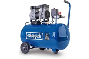 Scheppach Super Silent Doppelzylinder Kompressor HC52Si | Arbeitsdruck 8 bar | Kesselvolumen 50 L | Leistung 1100 W, 230 V~ / 50 Hz | Ansaugleistung 230 L/min | Ölfrei