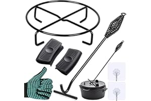 TOTONY Deckelheber Dutch Oven Griffhaken, 26CM Dutch Haken, Feuertopf Deckelheber, Dutch Untersetzer, Ständer, Untergestell Dutch Oven Zubehör Set