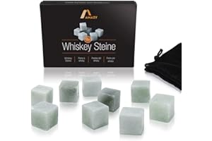 Amazy Set Whisky Stones in pietra ollare naturale (9 PEZZI) incl. Sacchetto di velluto - Cubetti ghiaccio Whisky in pietra ollare naturale, riutilizzabili e con confezione regalo