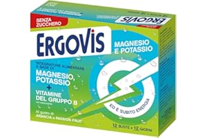 EG Ergovis Magnesio e Potassio | Senza zucchero| Integratore Alimentare | Supporto Energetico e Recupero Muscolare | Gusto Arancia e Passion Fruit | 12 Bustine Solubili