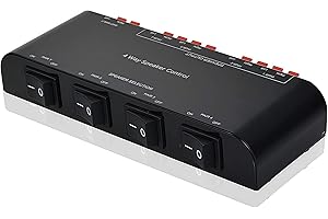 ADWITS 4-kanałowy przełącznik przełącznika głośników z klapami zacisków 200W RMS Max 100 W przełączany, czarny