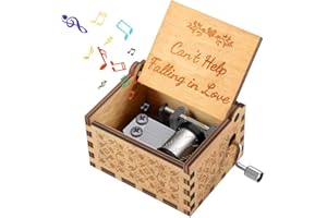 SHMILY Birthday Gifts for Wife Girlfriend Women, Wooden Vintage Hand Cranked Music Box Presents for Girlfriend Girls Valentine Wedding Anniversary Romantic Gift for Ladies Fiancee Can't Help Falling In Love