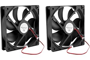 HEMLOSK Ventilador DC de 12 V, 12 cm, 2Pcs 12025 Ventilador Hidráulico con Doble Rodamiento de Bolas, Sistema de Rodamiento de Bolas Dual, 2 Pines, Fan Axial de Refrigeración, Ventiladores de caja
