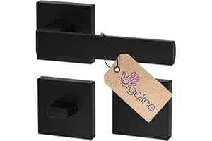 ERGO LINE ERGO Schwarz Türbeschlag Türgriff für Badtüren WC Schwarz Matt Eckig Drückergarnitur, Türbeschlag, Türklinke Schwarz, Türdrücker