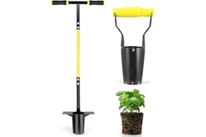 Jardineer 2PCS Bulb Planter Tools Set, Long Handle Garden Transplanter and Small Bulb Planting Tool with Deep Marker, Ideal for Planting Bulbs, Seedlings, Flowers & Vegetables