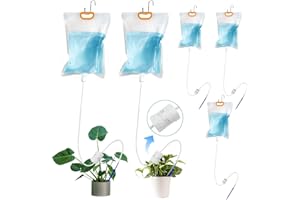 HUHKOUAE 5Pcs Plant DripBag, Automatic Watering System for House Plants Drip Irrigation Device,0.92gal (3.5L)with Adjustable Control Valve Switch and S Shape Hook,for Indoor Outdoor