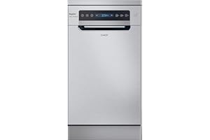 Candy Rapidò CF0C7SB0FX Lavavajillas 45 CM, 10 Servicios, Digital, Wi-Fi, 8 Programas, Tecnología Antibacterias, 47DB, Indicador Sal y Abrillantador, Cesto Superior Ajustable, Inicio Diferido, Inox