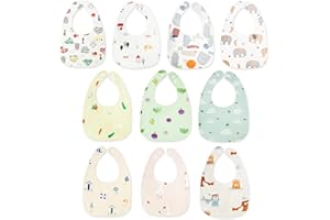 Okabay 10 Pack Absorbent Dribble Bibs，Bandana Dribble Bib，Adjustable Unisex for Baby Girls and Boys fit， Soft Cotton Baby Teething Bibs Waterproof Drool for Newborn to 36 Months