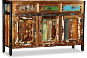 ‎VIDAXL vidaXL Sideboard mit 3 Fächern 3 Schubladen Handgefertigt Kommode Beistellschrank Mehrzweckschrank Anrichte Schrank Recyceltes Massivholz 120x35x76cm