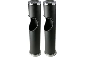 Novaliv 2 ceniceros de pie para exteriores, color negro, 46,5 cm de alto, 9,5 cm de diámetro, 2 en 1 para residuos de basura y cigarrillos, para exteriores, cubo de basura con cenicero, soporte para