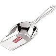 HAZEL Stainless Steel Scoop Spoon | Grocery Flour Grain Dry Foods Candy Spice Scoop | Steel Scoops for Grocery Shop Store | Grocery Shop Accessories Equipment, Medium, Silver