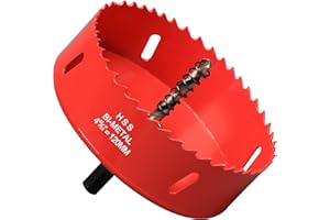 HOME COMPOSER 120mm HSS Bi-Metal Hole Saw, Red Finish Corn Hole Cutter in 30mm Cutting Depth for Wood Boards, Soft Metal Sheet, Drywall and Plastic