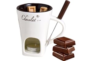 LUMISCENT chocolateFondue Mug, 130ml chocolateHeating Cup, Ceramic chocolateMelting Mugs, Multi-Purpose Butter Warmer with Fondue Fork, Individual Fondue Delight Mug, Melt Hot Pot Cup for Picnics