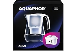 AQUAPHOR Filtro dell'acqua Onyx Blanc incl 3 filtro MAXFOR+ I Filtro dell'acqua dall'aspetto in vetro 4,2l I Riduce il calcare e il cloro I Perfetto per la famiglia I Qualità premium Caraffa