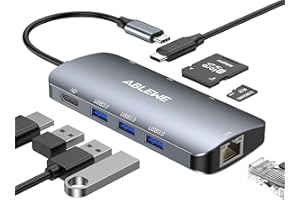 ABLEWE Hub USB C 8 en 1, USB C Hub con RJ45 Ethernet 1000Mbps, HDMI 4K, 3 Puertos USB 3.0, Lector Tarjetas SD/TF, 87W Carga PD, Tipo C Hub Adaptador para Macbook Air,MacBook Pro,iPad Pro,XPS etc.