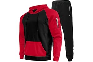 riou Chandal Hombre Completo Invierno, Costura Cremallera Ropa de Deportivo Color Sólido Sudadera con Capucha y Pantalón Bolsillos 2 Piezas Abrigo Chaqueta Hoodie Jersey Talla Grande Correr