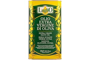 Olio Luglio - Oliwa z Oliwek z Pierwszego Tłoczenia (3 litry) | Wyprodukowano we Włoszech | Dla Wegan | Tłoczona na Zimno | Pieprzny i Owocowy Posmak | Niska Kwasowość | Wszechstronna
