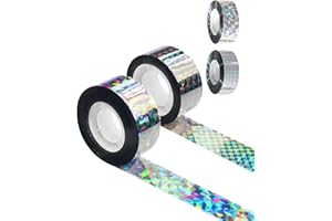 Whtawtaw 2 Rolls 100 M Bird Scare Tape Ribbon, Deterrent Visual Audible Reflective Tape to Keep Birds Away, Holographic Double Sided Flash Tape Bird Scarers for Garden, Outdoor, Balcony