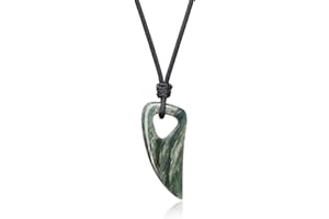 COAI Pendente Dente di Lupo Stilizzato in Pietre Naturali, Collana Pendente Unisex con Laccio Regolabile e Pietre Benefiche，Occhio di Tigre, Ossidiana