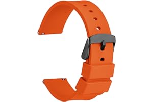 WOCCI Cinturino in Silicone Fibbia Nera, Sgancio Rapido, 13 Colori Cinturini di Ricambio per Orologi in Gomma, 14mm 16mm 18mm 20mm 22mm 24mm