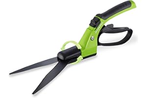 WORKPRO Handhållna grässaxar, gräsklippare med 360-graders vridbara blad | Grässax med ergonomiskt handtag, säkerhetslås, förstklassiga stålblad med svart beläggning