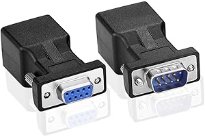 SIENOC 1 Paire DB9 RS232 9Pin à RJ45 Femelle Connecteur Extender Card (DB9 RS232 RJ45 Extender)