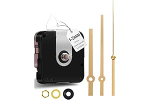 DEEWISH 12888 Kit Movimento Fai-da-Te al Quarzo per Orologio da Parete - Meccanismo Silenzioso, Parti di Ricambio, Lunghezza Totale dell'albero 12,4 mm (31/64 Pollici), (lancette Dorate A)