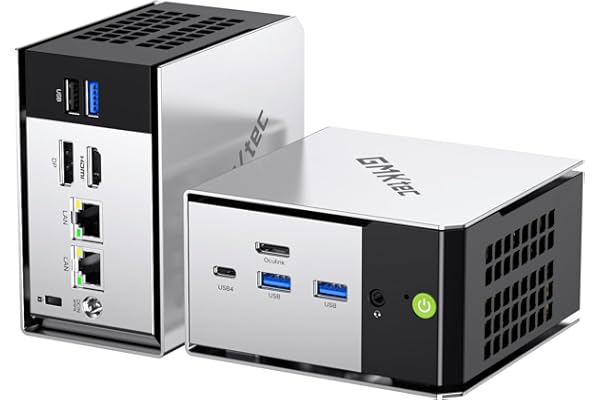 GMKtec M8 AMD Mini PC Ryzen 5 Pro 6650H 16GB LPDDR5 RAM + 512GB SSD PCIe3.0 NVME(Battre 7430U/5825U, 6C/12T 4,50 GHz), LAN Double 2.5GbE Ordinateur de Bureau, Oculink, USB4, HDMI, USB-C
