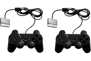 FLLAGG20 2X Mando con Cable Compatibles con Sony PlayStation 2 PS2 Dual shock Controller Joypad Controllador Negro