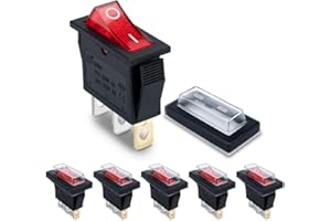 Innfeeltech 6 Pcs Mini Interruptor Basculante Rojo KCD3-101 Interruptor 3 Pines 3 Posiciones con 6 Tapas Estancas