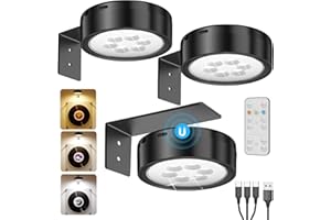 ‎TEDMOS 2600mAh Akku Bilderleuchte, USB Aufladbar Bildbeleuchtung Kabellos mit Fernbedienung, GemäLde Beleuchtung mit Batterie, Dimmbar Bilderrahmen Licht, LED Spot Akku Schwarz Magnetisch Vitrinenbeleuchtung