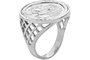 OLD ENGLISH JEWELLERS Sterling Silver Sovereign Coin Ring - St George - Sizes M to Z + 1
