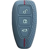 AutoHan Keys Ford Anahtar Kılıfı, Focus Fiesta Kuga Mondeo Smax Cmax Ecosport Modelleri i&ccedil;in, Gri Petek Desenli Silikon Koruy