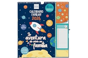 Finocam - Calendario de Pared Plus 16 Meses 2025 2026 Mes Vista Septiembre 2025 - Diciembre 2026 (16 meses) Familiar Español