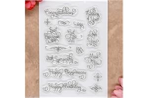 Kwan Crafts - Timbri trasparenti con scritta "Congratulations Love You Miss You", per decorare biglietti e scrapbooking fai da te