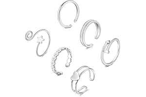 Mayhoop Anillos Ajustables Dedo del pie Anillo Dedo del pie Abierto Hoja Simple Sandalias de cúpula Lisa Conjunto de Joyas para el pie para Mujeres Adolescentes