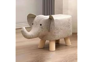 JUOPZKENN Cartoon Animal Shape Footstool, Cute Elephant Shaped Small Bench for Living Room, Playroom, Porch, Bedroom (Red, Grey White)
