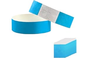 GRANTOP 150 Pezzi Braccialetti di Identificazione per Eventi, Impermeabili Tyvek Braccialetti in Carta con Chiusura Adesiva, Sicurezza Braccialetti d'ingresso Stampabili per Club Feste (Blu)