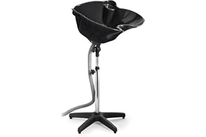 Saloniture Portable Salon Deep Basin Shampoo Sink with Drain - Black - Adjustable Height