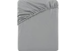Soifox King Size Fitted Sheet Grey - Bed Sheets with Extra Deep Pocket 16 inch (40 cm), Soft Microfiber Bottom Sheet for Kingsize Bed, 150x200cm