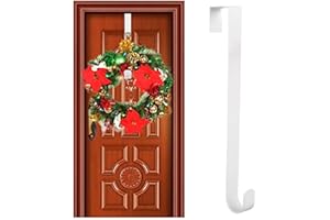 MESCHETT 1 Pièces Crochet de Suspension pour Couronne de Porte d'entrée,15 Pouces Crochet de Porte en métal pour décoration de Noël et de fête,vêtements Suspendus,couronnes ect (Blanc)