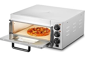VEVOR Forno per Pizza Commerciale da Banco, 14" Single Deck Layer, Forno in Acciaio Inox con Pietra e Maniglia, Macchina per Pizza Multiuso per Interni per Ristoranti, Pretzel al Forno per Pizza