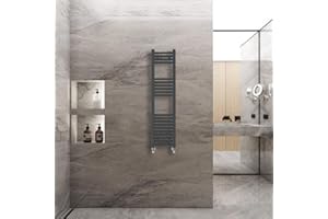 WarmeHaus Radiador de toallero de radiador recto gris antracita 1200 x 300 mm radiador de calefacción central para baño cocina