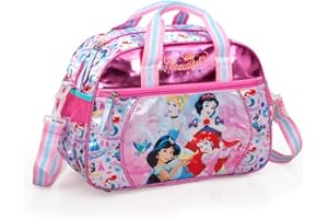 INACIO Borsone Principesse Disney Cenerentola Jasmine Biancaneve Ariel Borsa da Viaggio Palestra Bambina CM.38X27X17-10819