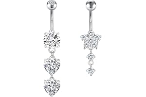 NIUSIMAN 14G Piercing ombelico Oro Argento Piercing ombelico acciaio chirurgico 2 pezzi Piercing ombelico farfalla cristallo cuore Piercing ombelico gioielli Set 10MM Bananabells ombelico Anelli